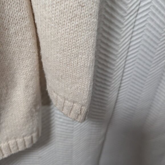 Max Studio Wool Blend Sweater Sleeve Cutouts Longline Neutral Knit Medium - Picture 7 of 11